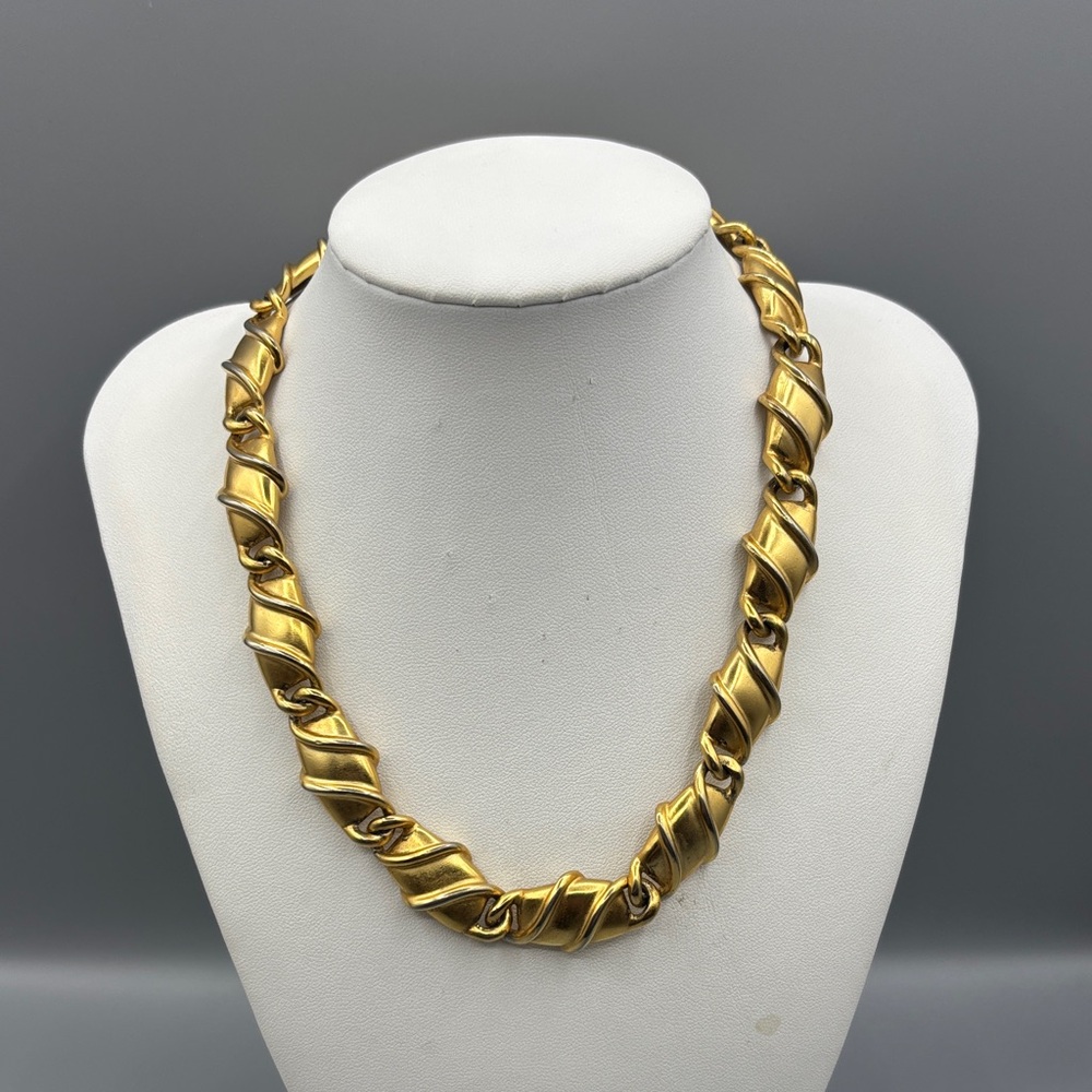 Vintage Anne Klein Goldtone Matte Finish Necklace - JP276
